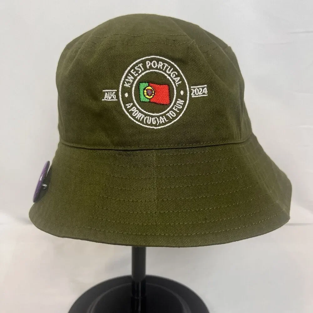 Portugal 2024 Bucket Hat Olive Green Cotton Travel Souvenir Cap Unisex